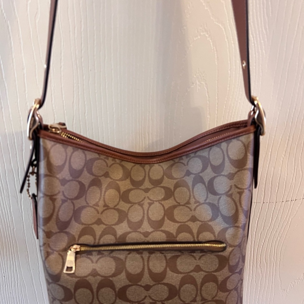 Coach Brown and Tan Signature Shoulder Bag - Picture 3 of 6